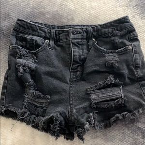 Solid black jean shorts